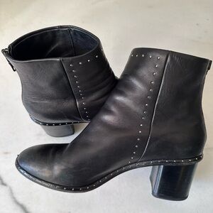 rag & bone Black Leather Studded Ankle Boots